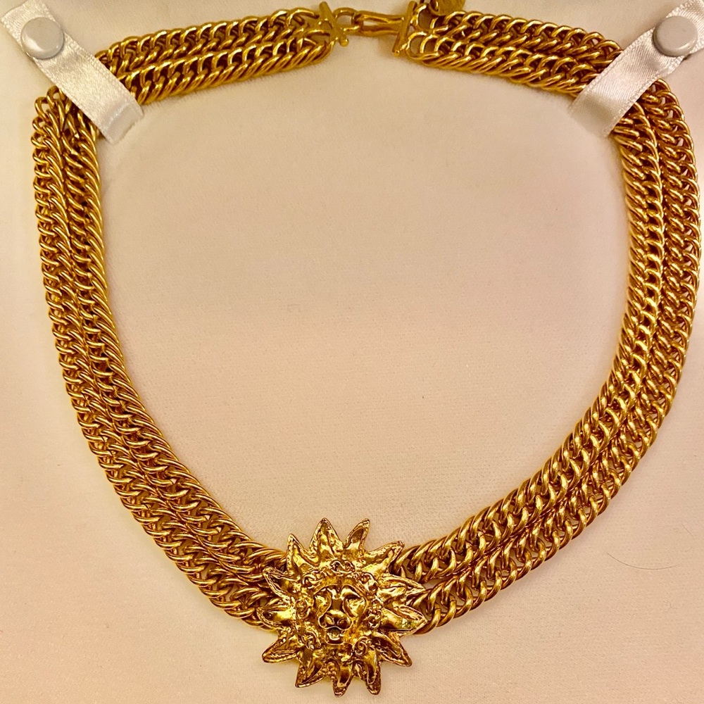 Authentic Chanel  Two Row Gold Necklace
